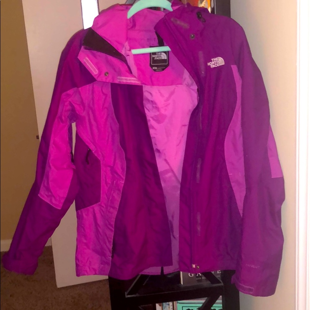 Purple North Face raincoat